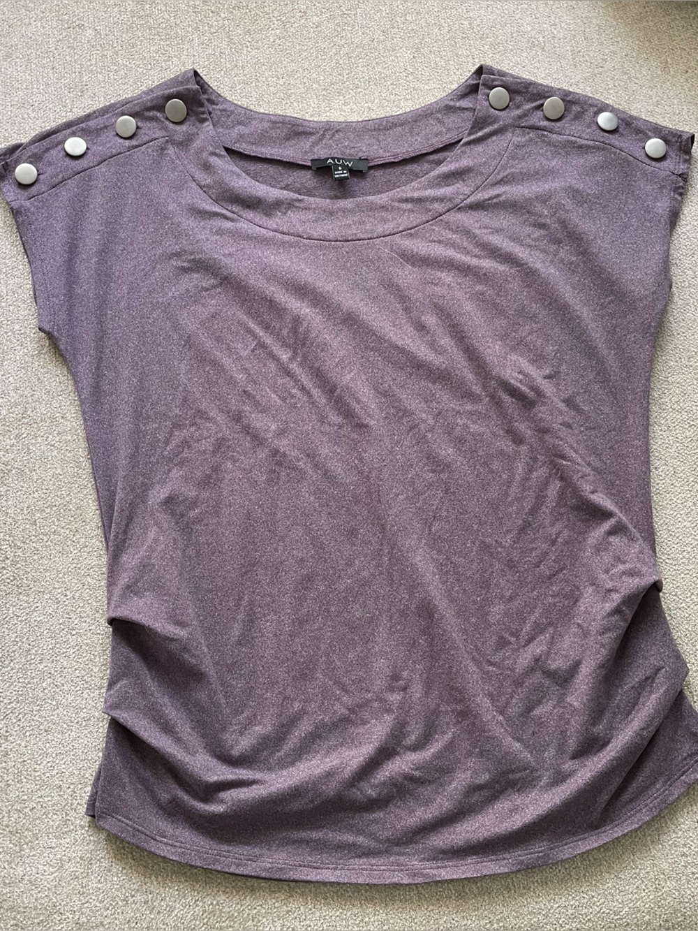 AUW Purple Button-Accent Cap Sleeve Tank